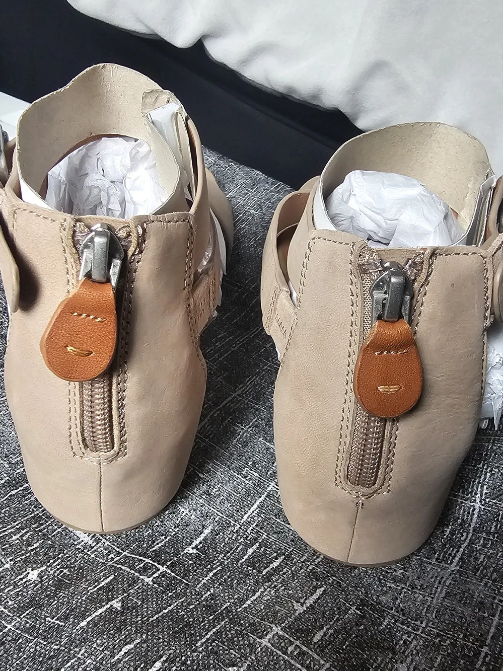 Women's Sandals with Crisscross Ankle-Strap in Taupe by Gentle Souls - Picture 8 of 9
